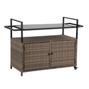 Woven Wicker Outdoor Bar Cart — scale reference and proportion detail