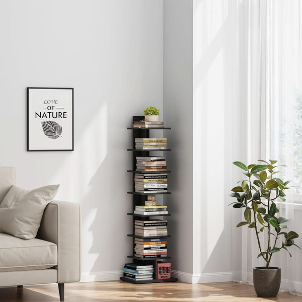 Matte Black Cantilevered Tower Bookshelf