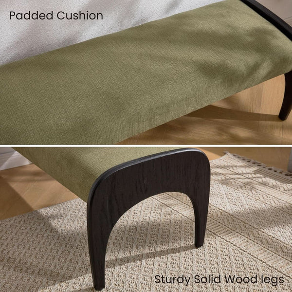 Linen-Texture Upholstered Arch-Leg Bench – ottoman (view 4) | Roost & Roam
