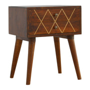 Brass Inlay Mango Wood Nightstand