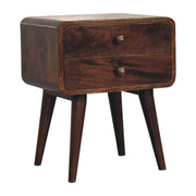 Curved Mango Wood Two-Drawer Nightstand