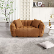 Close-up of tufted upholstery and button detail — Channel-Tufted Boucle Loveseat Sofa