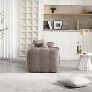 Boucle Channel-Tufted Loveseat Sofa — close-up of label and production detail