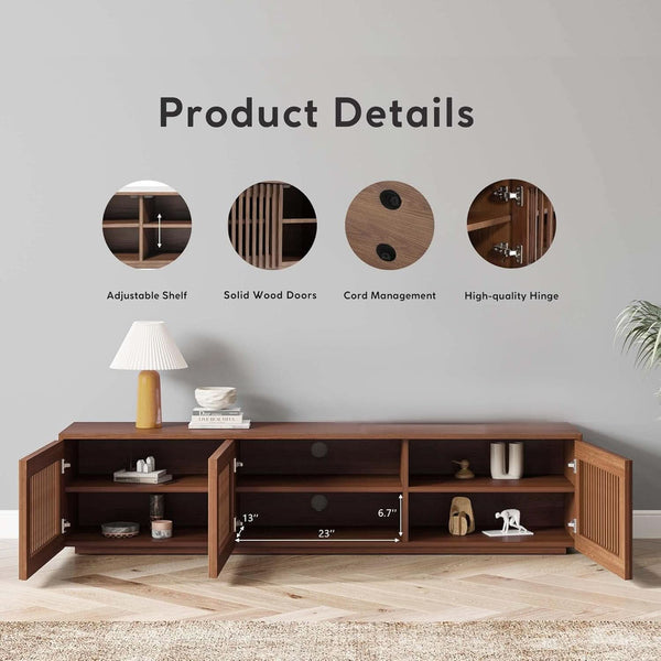 Slatted Wood-Grain Media Console