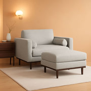 Mid-Century Upholstered Sofa and Ottoman Set