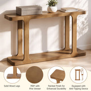 Walnut Finish Console Table with Bottom Shelf, 50 in