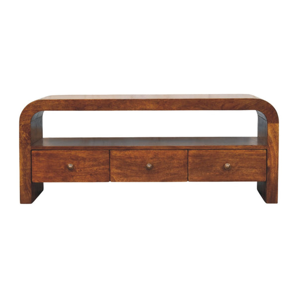 Curved Mango Wood Media Unit