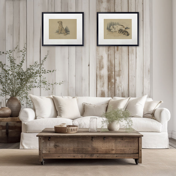 Vintage Dog Sketch Framed Print