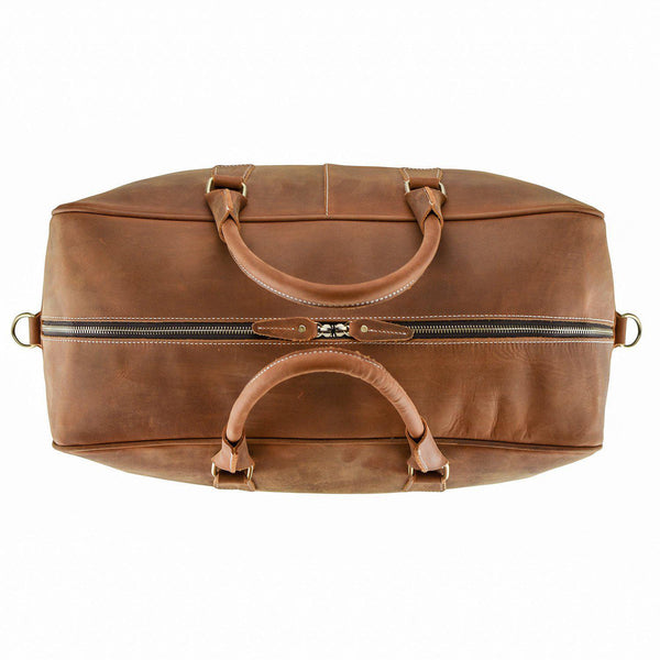 British Tan Leather Carry-On Duffle Bag