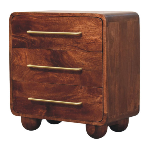 Rounded Mango Wood Three-Drawer Chest