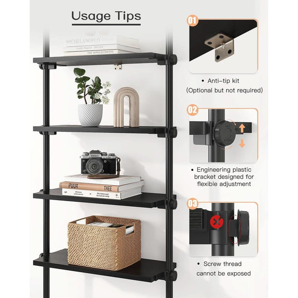 Tension-Mount Five-Tier Ladder Bookshelf (view 4) | Roost & Roam