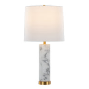 Marble-Finish Column Brass Table Lamp Set