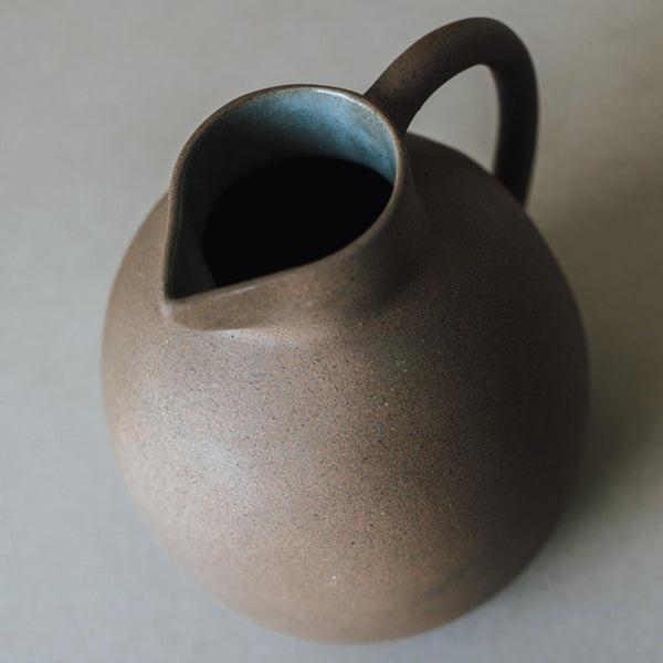 Round-Form Clay Ceramic Pitcher