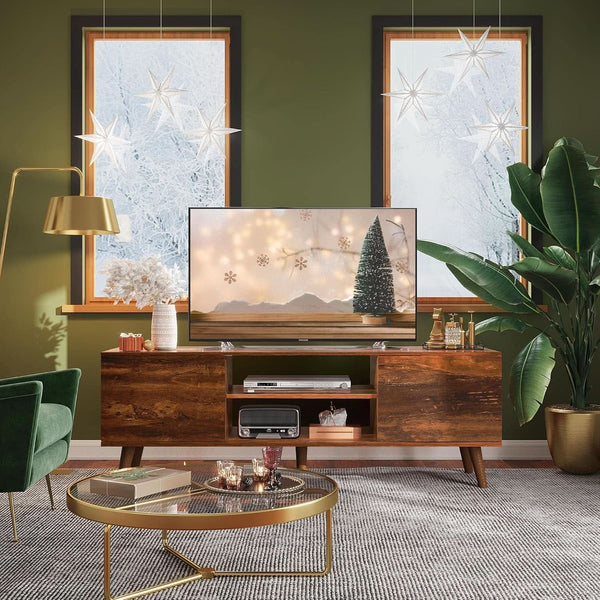 Mid-Century Wood-Grain TV Stand