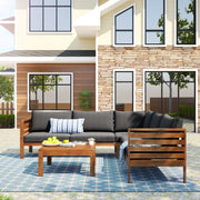 Acacia Wood Sectional Outdoor Sofa Set