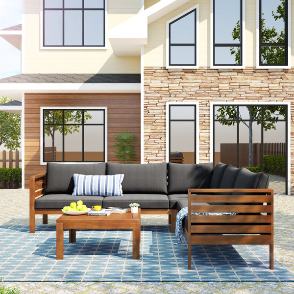 Acacia Wood Sectional Outdoor Sofa Set