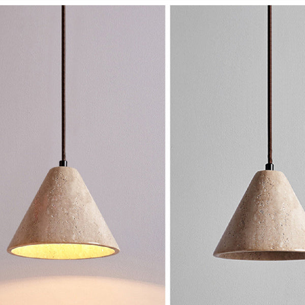 Stone-Finish Dome Pendant Light