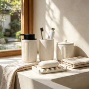 Fluted Ceramic Bathroom Accessory Set