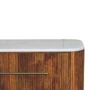 Fluted Mango Wood Marble-Top Nightstand