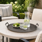 Round Pewter Aluminum Serving Tray