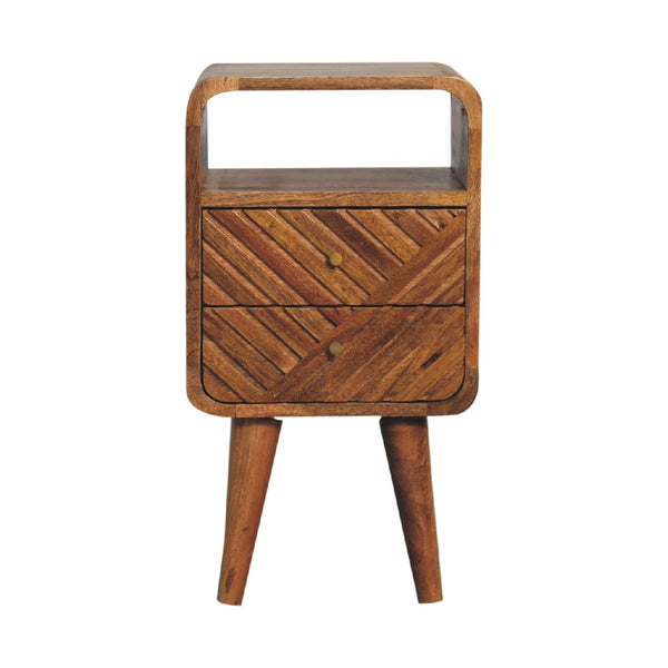 Carved Mango Wood Curved Nightstand
