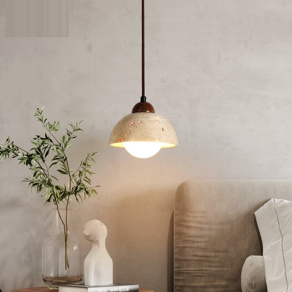 Stone-Finish Dome Pendant Light