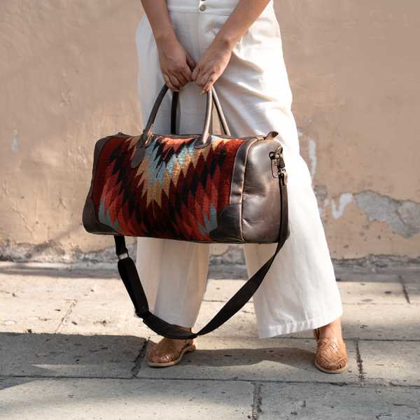 Zapotec-Woven Leather Weekender Bag