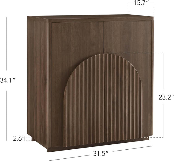 Arched Reeded-Door Walnut-Finish Sideboard
