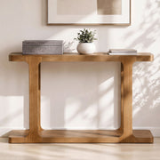 Walnut Finish Console Table with Bottom Shelf, 50 in