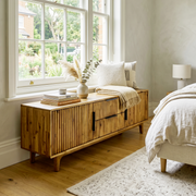 Reeded Wood Storage Bench