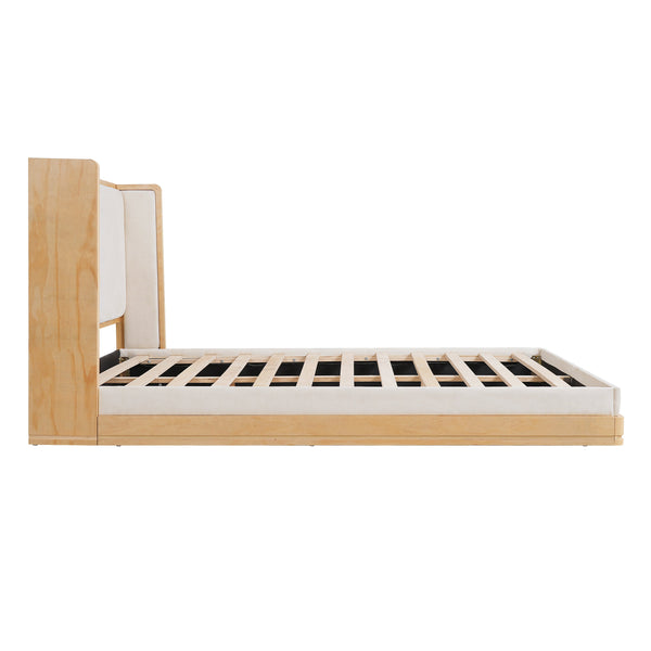 Wood-Grain Platform Bed Frame
