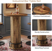 Wood-Grain Round Pub Table Set (view 8) | Roost & Roam