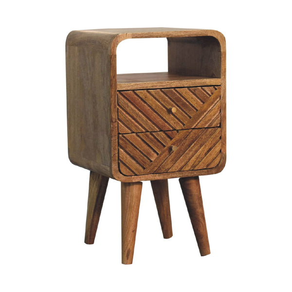 Carved Mango Wood Curved Nightstand