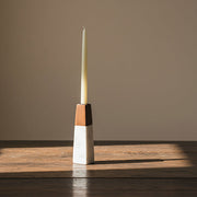 Tapered Marble Acacia Candleholder