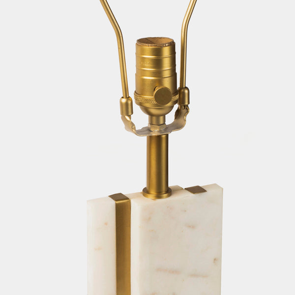 White Marble Brass-Accent Table Lamp