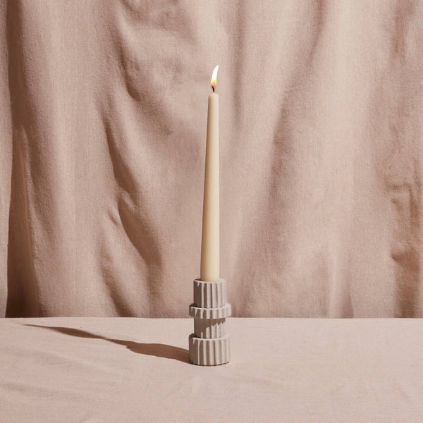 Ribbed Sandstone Taper Candle Holder