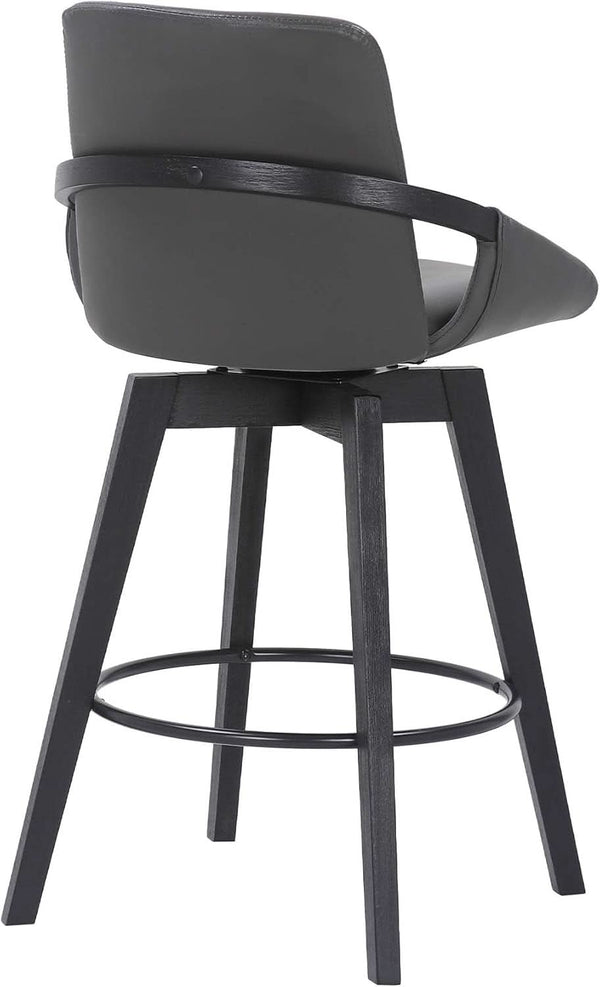 Mid-Century Swivel Faux Leather Bar Stool