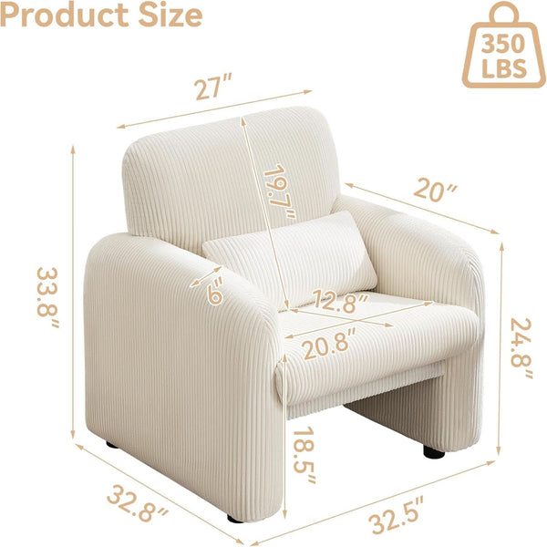 Ribbed Corduroy Upholstered Accent Chair – chair (view 2) | Roost & Roam