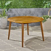 Acacia and Wicker Outdoor Dining Set — close-up of label and production detail