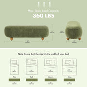 Oval Chenille Upholstered Bedroom Bench – ottoman (view 2) | Roost & Roam