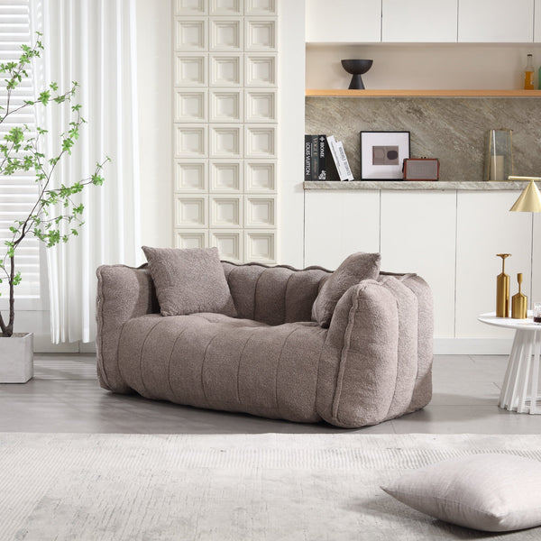 Boucle Channel-Tufted Loveseat Sofa — alternate view or variant option