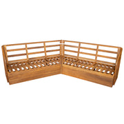 Acacia Wood V-Sectional Outdoor Sofa — close-up of label and production detail