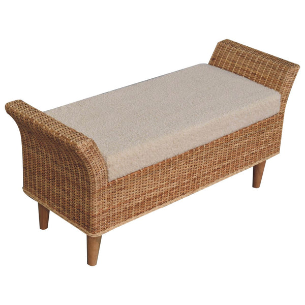 Rattan Woven Boucle Bench