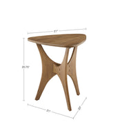 Elm-Finish Triangle Wood Side Table — detail of finish and surface variation