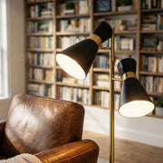 Axis Black and Gold Floor Lamp with Four-Way Switch