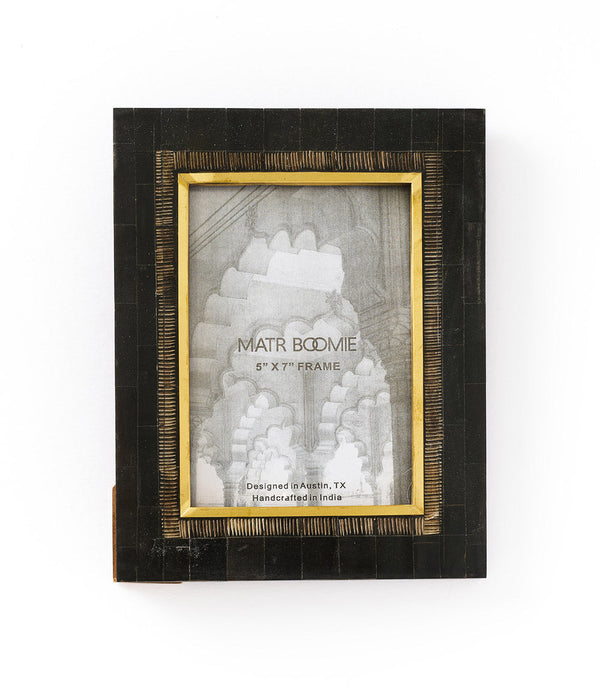 Carved Horn Brass Inlay Picture Frame