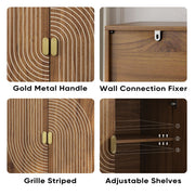 Groove-Front Wood-Grain Buffet Cabinet