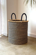 Striped Elephant Grass Hamper Basket