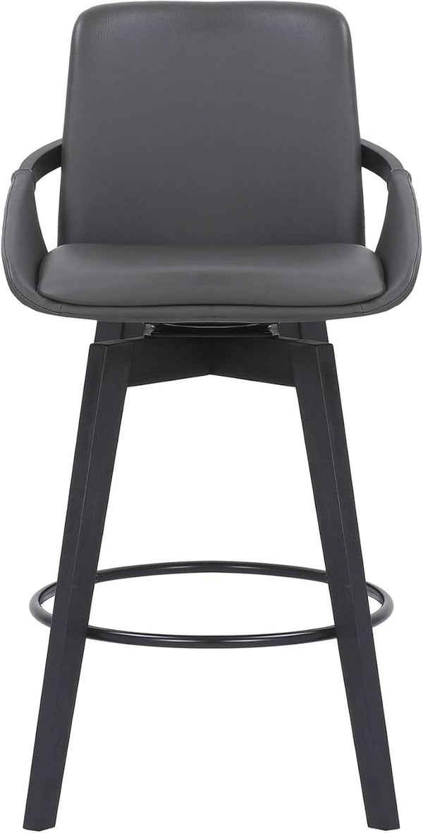 Mid-Century Swivel Faux Leather Bar Stool