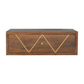 Mango Wood Brass Inlay Floating Nightstand